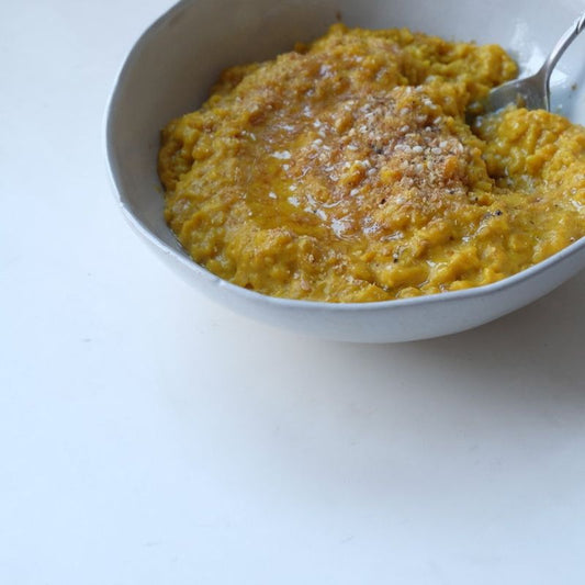 Danielle Copperman's Turmeric Porridge with Black Pepper, Honey, Sesame & Flax Seeds - Wunder Workshop